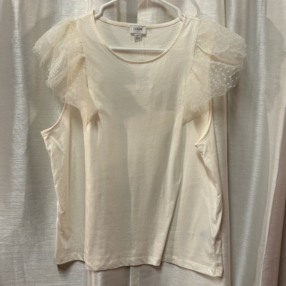 J Crew Flutter sleeve Ivory top Size Large NWT - Picture 7 of 8
